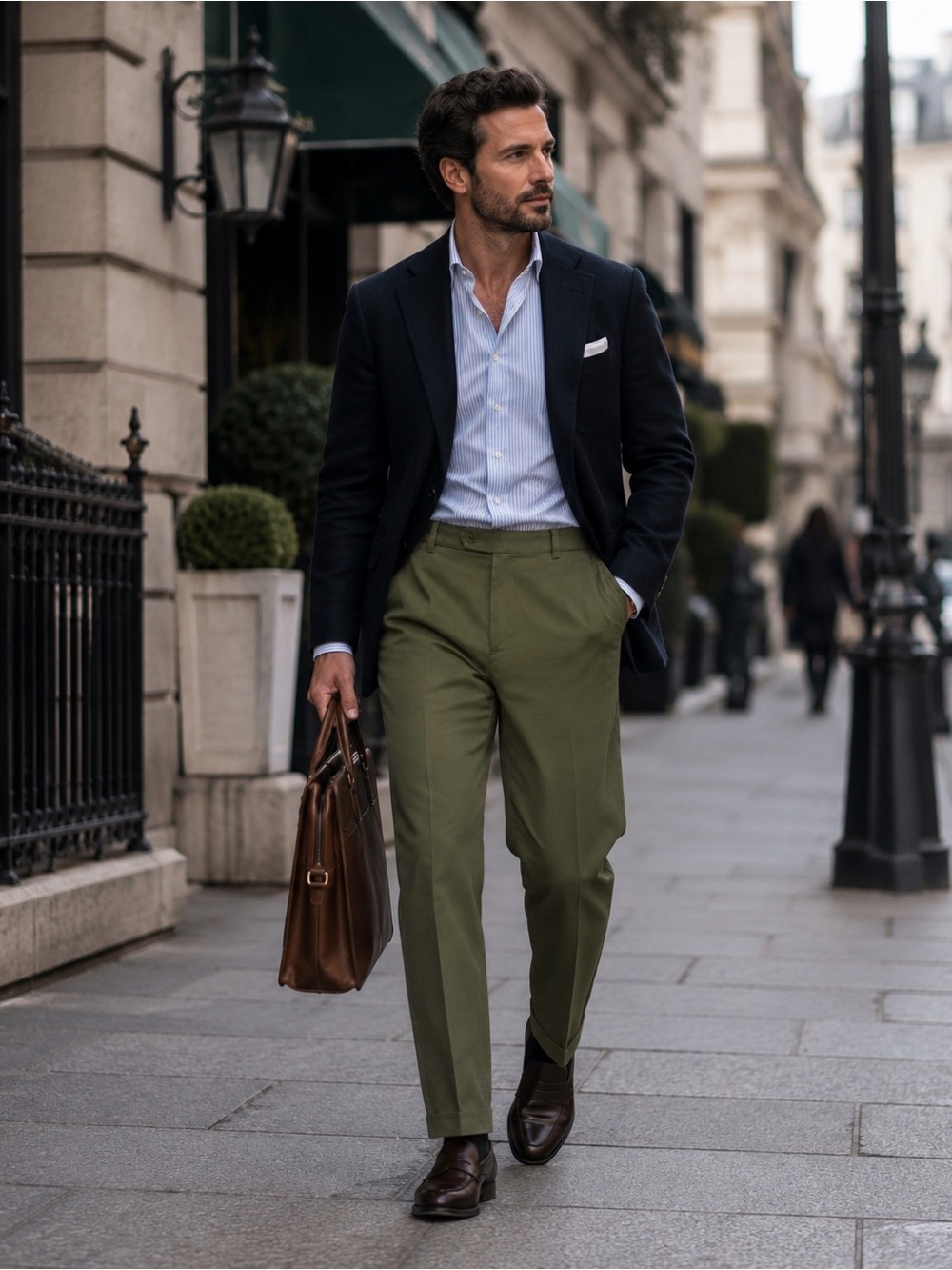 Brooks Brothers Classic Clark Fit Olive Chinos 35X30